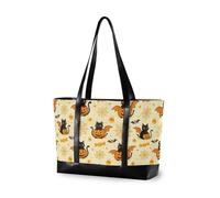 decor gift Sac fourre-tout élégant pour ordinateur portable avec fermeture éclair Ice Cream Drip Baseball pour garçons université avec, Halloween Chat noir sorcière magique