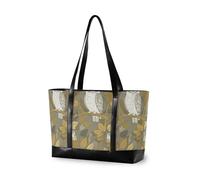 decor gift Sac fourre-tout moderne pour ordinateur portable avec fermeture éclair Vert olive Boho Botanical Wildflowers pour le travail des infirmières, White Owl Lover Snow Stained Winter Season
