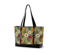 decor gift Sac fourre-tout moderne pour ordinateur portable avec fermeture éclair Vert olive Boho Botanical Wildflowers pour le travail des infirmières, Fleurs sauvages botaniques Boho vert olive