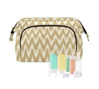 decor gift Sacs de voyage pour femmes avec fermeture éclair beige Ikat Simple Line (mot longword) Portefeuille pour maquillage