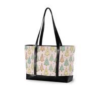 decor gift Sacs professionnels pour femmes avec fermeture éclair Motif Père Noël et renne pour infirmières avec déjeuner, Arbre de Noël de dessin animé couleur douce