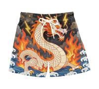 decor gift Short de bain à séchage rapide pour enfant 2T, Blanc Rouge Feu Dragon Chinois Océan Lightning, 2 ans