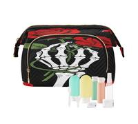 decor gift Trousse à cosmétiques avec fermeture éclair squelette amoureux de roses rouges drôles (mots longwords) pochette à bijoux pour carte et clés