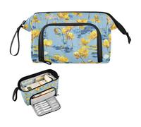 decor gift Trousse à crayons aquarelle jaune floral de grande capacité portable pour adolescent, école primaire, cosas para la escuela