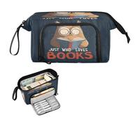decor gift Trousse à crayons bleue de grande capacité avec hibou - Multifonctionnelle - Pour homme - Cosas para la escuela para ninas