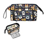 decor gift Trousse à crayons colorée et mignonne avec chiens amusants de grande capacité, trousse à crayons cosmétique multifonctionnelle pour femme, voyage estuche para lapices rose