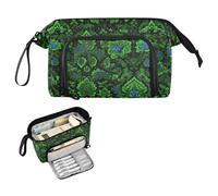 decor gift Trousse à crayons de grande capacité avec poignée pour étudiant, école préparatoire cartuchera pequena para lapices Motif cachemire Vert fluo