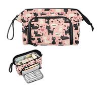 decor gift Trousse à crayons de grande capacité avec poignée pour infirmière, université, estuche para lapices - Motif chats blancs et noirs