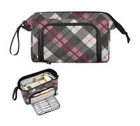 decor gift Trousse à crayons gris cerise à carreaux vichy grande capacité sac de rangement multifonctionnel pour enseignant fournitures de rentrée scolaire cosas para la escuela