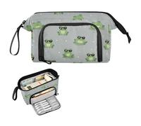 decor gift Trousse à crayons hippie amusante avec grenouille verte et grise de grande capacité pour enfants, trousse légère pour hommes, estuches élémentaires para lapises