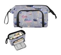 decor gift Trousse à crayons Mystery Jellyfish dorée et bleue de grande capacité avec fente pour étudiant, maternelle, estuche para lapices para adolescents