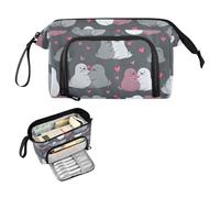 decor gift Trousse à crayons rigide multifonction pour adolescent et lycée - Motif cœurs et sceaux du Nil