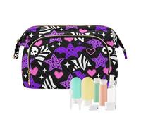 decor gift Trousse de maquillage à fermeture éclair étoile crâne léopard violet Y2k (mot longword) porte-monnaie pour femme pour voyage toilette