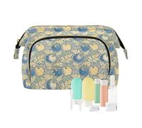 decor gift Trousse de maquillage avec fermeture éclair imperméable William Morris vintage fruit jaune bleu (mot longword) pour femme portefeuille pour cartes et clés