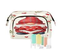 decor gift Trousse de maquillage de voyage avec fermeture éclair - Motif gnomes mignons - Motif cœurs - Pour femme