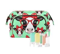 decor gift Trousse de maquillage de voyage Essentials Rustique Farm vert menthe vache rouge (mot longword) porte-monnaie pour femme pour maquillage de voyage