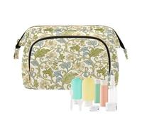 decor gift Trousse de maquillage de voyage pour femme Essentials Retro Beige Fleurs William Morris (mot long) Porte-monnaie pour femme pour organisateur de cosmétiques