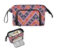 decor gift Trousse d'école de grande capacité avec fente pour enseignant, bolsas élémentaire, para adolescents - Motif ethnique orange et bleu marine