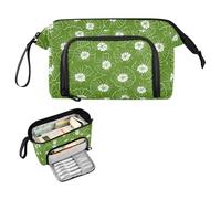 decor gift Water Lily Boîte à crayons douce verte et blanche de grande capacité avec poignée pour adultes et enfants