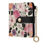 decor gift William Morris Portefeuille pliable en cuir PU imperméable pour femme Motif rose rouge