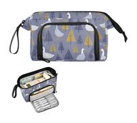 decor gift Woods Gooses Trousse à crayons grise de grande capacité avec compartiment pour adultes