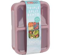 Décor Go Boîte à déjeuner Bento triple divisée, sans BPA, hermétique et résistante aux fuites, 3 compartiments pour organiser les repas, salades, collations, récipient de préparation des aliments avec