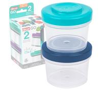 Décor Go Click & Stack Lot de 2 boîtes à goûter étanches Passent au congélateur et au Micro-Ondes 150 ML Couleurs Assorties