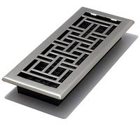 Decor Grates 4-Inch by 12-Inch Oriental Floor Register, argent, AJH412-NKL