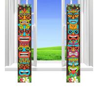 Décor hawaïen - Tropical Moana Door Porch Bannière Tiki Tribal Totems Decorations | Décor Suspendu pour Fenêtre et Jardin, Tiki Party Supplies
