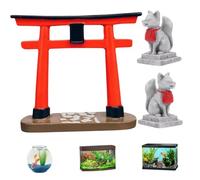 Décor japonais, simulation de porte Torii en résine et statue de renard, mini accessoires de jardin zen, figurine de renard, décorations d'aquarium, ornements d'aquarium pour bonsaï, table de sable, j