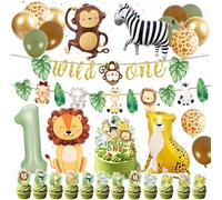 décor jungle anniversaire un an set animaux sauvages safari forêt ballon | décor jungle anniversaire un an set animaux sauvages safari forêt ballon film pour enfant fête décoration garçon fille