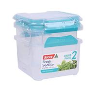 Décor Lot de 2 grandes boîtes de conservation alimentaire - 2 x 1,4 l - Réutilisables - En plastique hermétique - Clips hermétiques - Passent au micro-ondes, au congélateur et au lave-vaisselle -