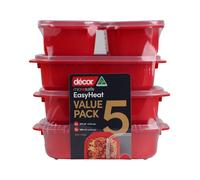 Décor Lot de 5 récipients Alimentaires pour Micro-Ondes - 2 x 375 ML, 3 x 900 ML | Évacuation de la Vapeur | Passe au Lave-Vaisselle et au congélateur | Rouge