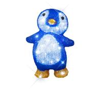 Décor Lumineux Pingouin LED Blanc Pur Acrylique - 60 LEDs Flash Animé + Câble 3 m IP44 - Décoration Noël Intérieur & Extérieur (30×20×17 cm)