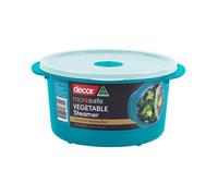 Décor Microsafe Cuiseur vapeur pour légumes | Avec grille de cuisson à la vapeur et évent d'évacuation de la vapeur | Passe au lave-vaisselle et au congélateur | Capacité de 1,5 l - Bleu sarcelle