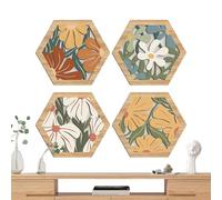 Décor Mural Bois, Décoration Murale en Bois Bohème pour Salon, 4 Pièces Ornement Géométrique Moderne Style Ferme pour Chambre Entrée Salle à Manger Bibliothèque Maison