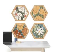 Décor Mural en Bois | Art Mural Bois Bohème Intérieur - 4 Pièces Ornement Géométrique Découpé pour Appartement Intérieur Maison Bibliothèque Salle à Manger Chambre