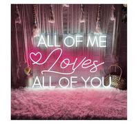 Décor Mural Lumière All Of Me Loves All Of You Pour Chambre À Coucher Maison Réchauffement De La Pièce Signe De Bienvenue De Mariage Fête D'anniversaire Décor(UNE,45x30cm)