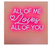 Décor Mural Lumière All Of Me Loves All Of You Pour Chambre À Coucher Maison Réchauffement De La Pièce Signe De Bienvenue De Mariage Fête D'anniversaire Décor(C,40x27cm)