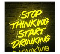 Décor Mural Lumière Arrêtez De Penser, Commencez À Boire, Enseignes Au Néon Pour Décoration Murale, Art, Lettre Lumineuse, Décoration De Chambre Pour Fête, Bar 36x32cm(Orange,Blue,Green,Silver,Black)