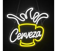 Décor Mural Lumière Chope À Bière "Cerveza" Enseigne Néon LED Dimmable
