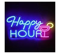 Décor Mural Lumière Enseigne Au Néon Happy Hour Lumière LED À Intensité Variable Pour Bureau Bar Fête Club Boutique Salon Décoration Murale Lampe De Nuit 40.59cmx19.81cm