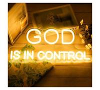 Décor Mural Lumière Enseigne Néon God Is In Control USB Lumière LED Chrétienne Pour Chambre De Jésus, Décorations À Coucher, Anniversaire 16.5x7.2in