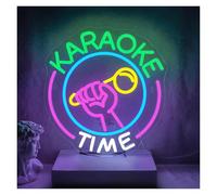 Décor Mural Lumière Karaoke Time Enseigne Au Néon Musique Live Lumière Dimmable Décoration Murale Pour Chambre Musique Fête Club Bar Studio Lampe USB 32cm×34cm