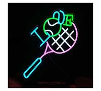 Décor Mural Lumière Panneau Néon I Love Tennis Lumière LED À Intensité Variable Pour Le Thème Du Sport, Gymnase, Club, Magasin De Décoration 36cmx27.5cm