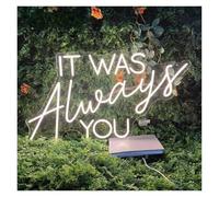 Décor Mural Lumière Panneau Néon It Was Always You Lumière LED À Intensité Variable Pour Fête Mariage Chambre À Coucher Décoration Murale Suspendue Esthétique 40cmx23.5cm