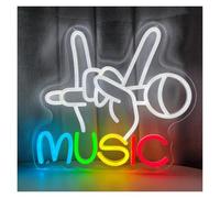 Décor Mural Lumière Rock Gestures Lumière Néon À Intensité Variable, Pour Fête De Bistro Décoration Murale Signe Néon Musical Alimenté Par USB 31.5cmx33.5cm