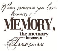 Décor mural Plus Plus de Wdpm1224 quand quelqu'un que vous aimez devient une mémoire la mémoire devient un trésor mural en vinyle autocollant, 29,2 cm W X 25,4 cm H, Marron chocolat