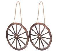 Décor Mural Rond en Bois Vintage, Lot de 2 Pièces, Style Western | Grain et Texture Rustique, à Suspendre Légère, pour Jardin, Clôture, Fenêtre, Ambiance Campagne