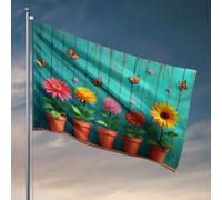 Décor pour homme grotte fleurs dans des pots avec papillons volant autour. Drapeau vintage décor porche Decor (60 x 90 cm)